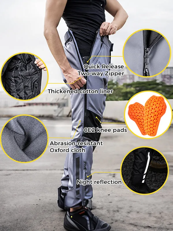 Cold Weather Outdoor Warm Motorcycle Protective Layered Outer Pants with Built-in Removable Protectors