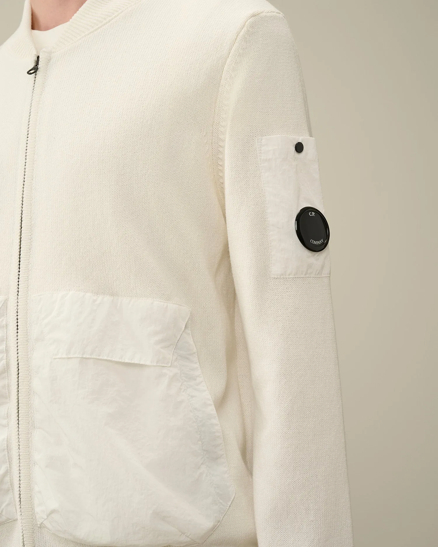 Cotton Mixed Bomber Knit - GAUZE WHITE