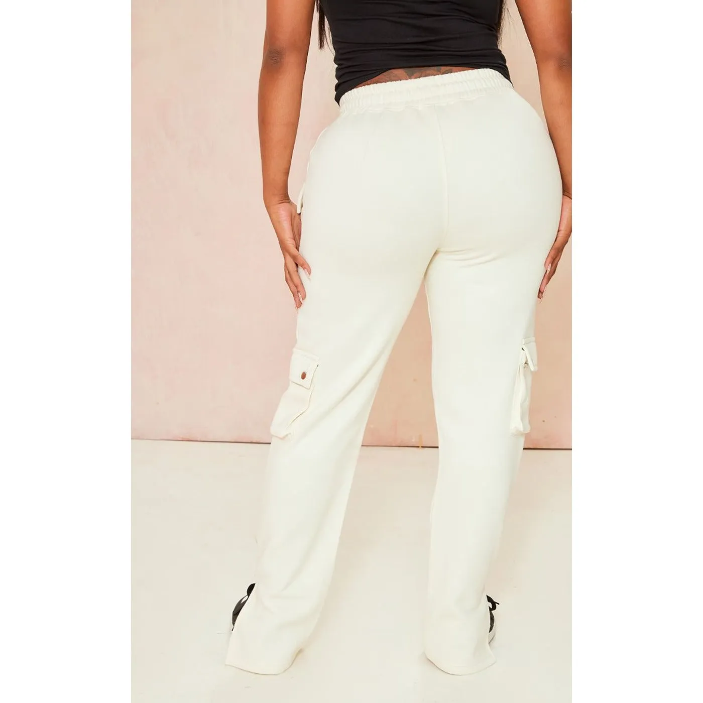 Cream Shape Straight Leg Cargo Joggers