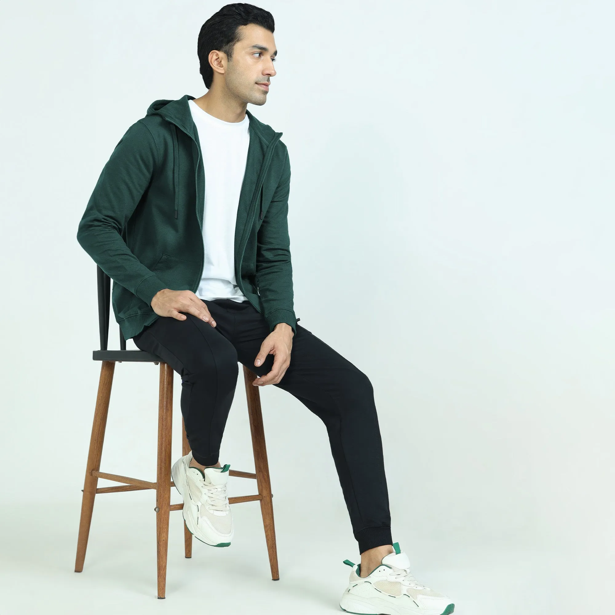 Cruze French Terry Cotton Hoodie Jackets Forest Green