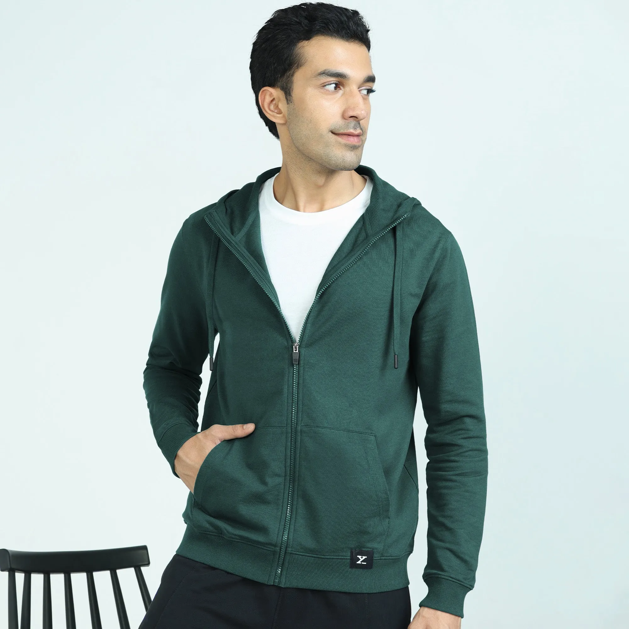 Cruze French Terry Cotton Hoodie Jackets Forest Green