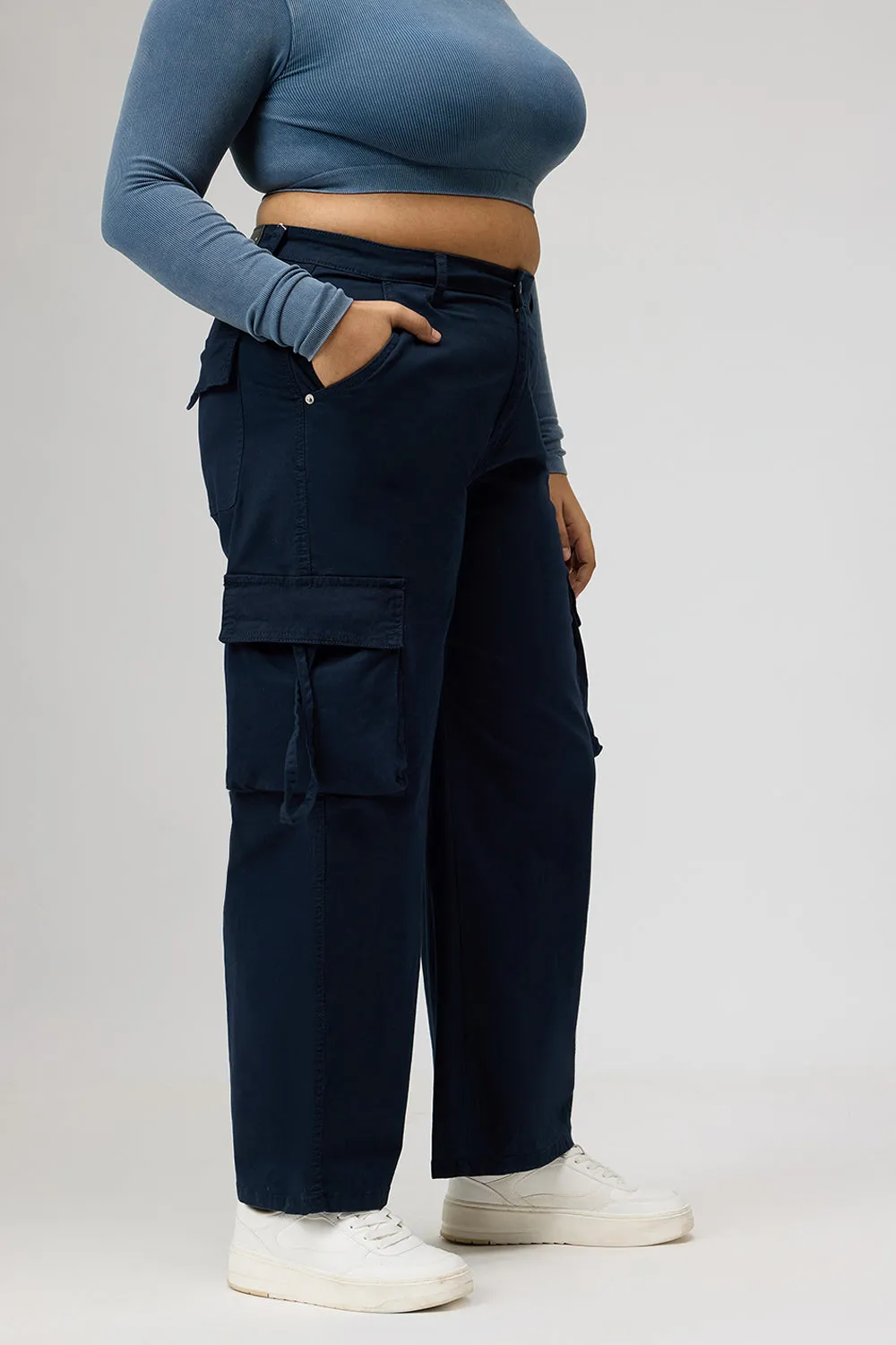 Curve Deep Blue Cargo Pants