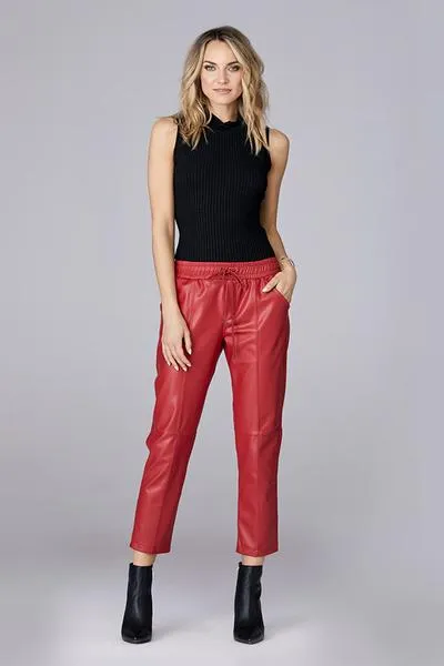 David Lerner - Seamed Tapered Jogger in Cherry