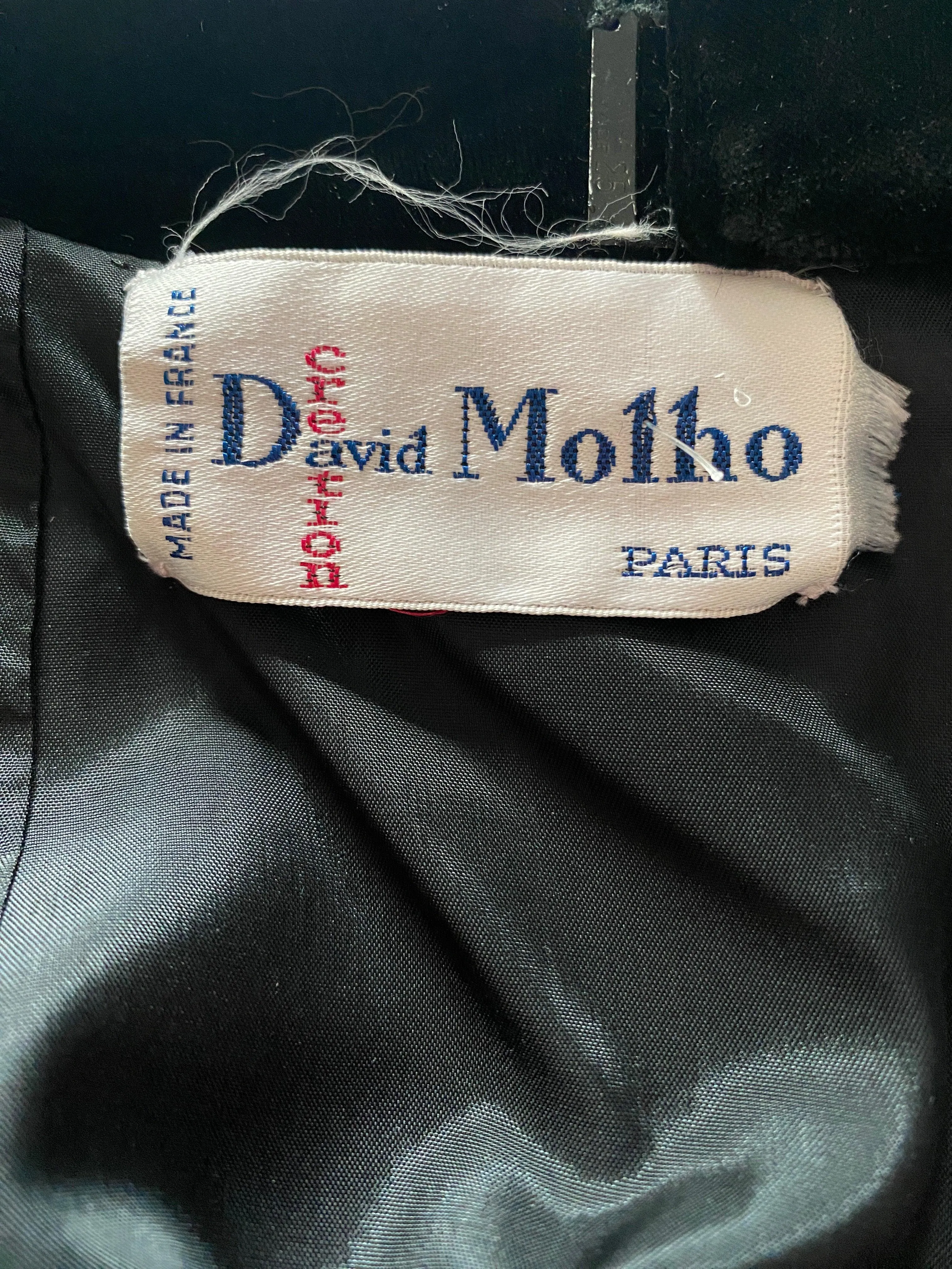 David Molho Creation Paris Vintage Black Velvet Skirt UK Size 14