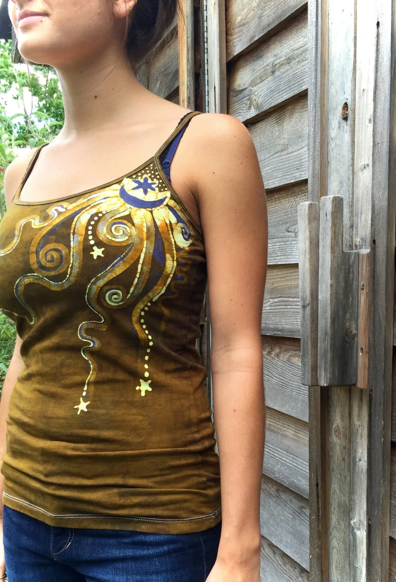 Deep Gold Moondance Stretchy Batik Camisole