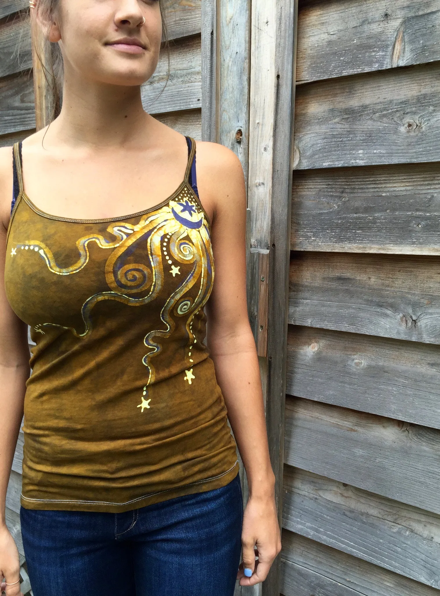 Deep Gold Moondance Stretchy Batik Camisole