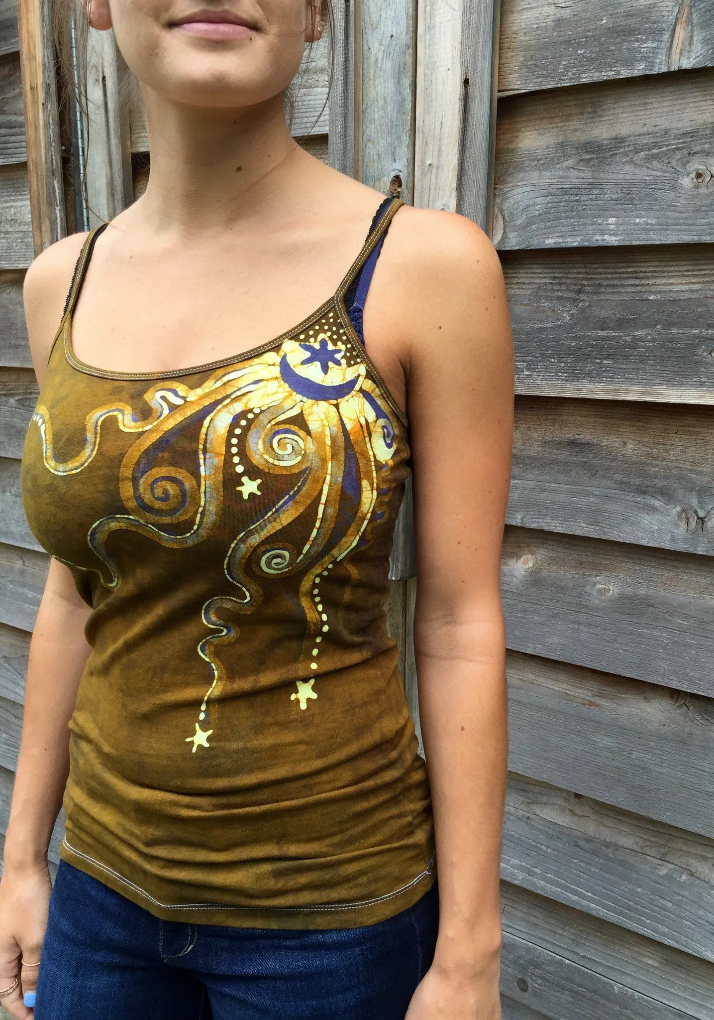 Deep Gold Moondance Stretchy Batik Camisole