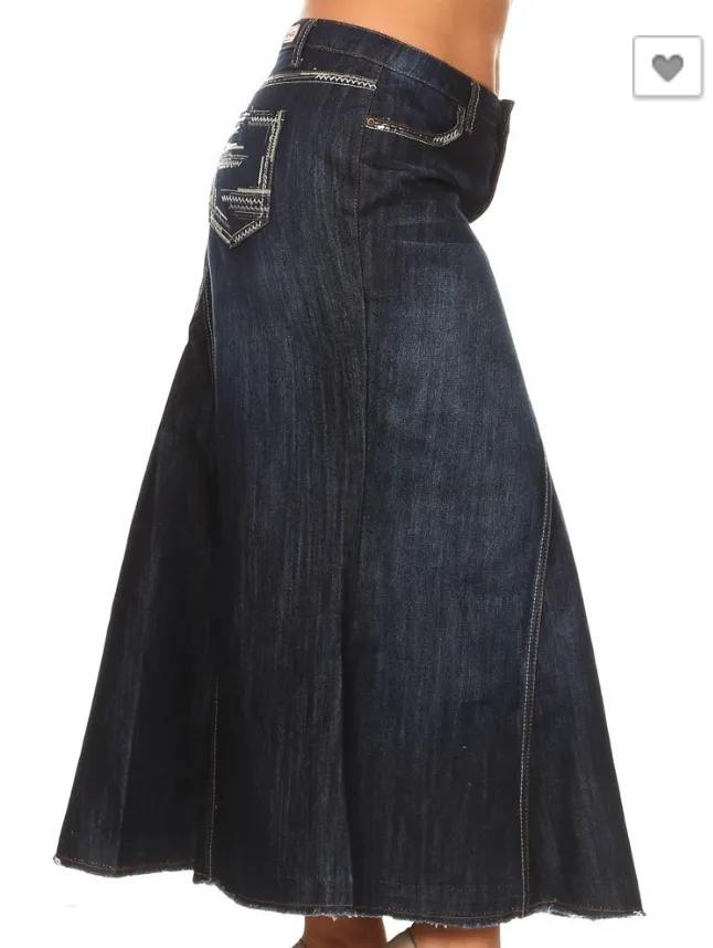 Denim Long Skirt (Plus)