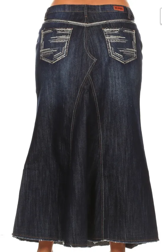 Denim Long Skirt (Plus)