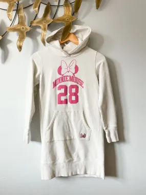 Disney Minnie Mouse White Pink Graphic Long Hoodie Sweater Dress - Small