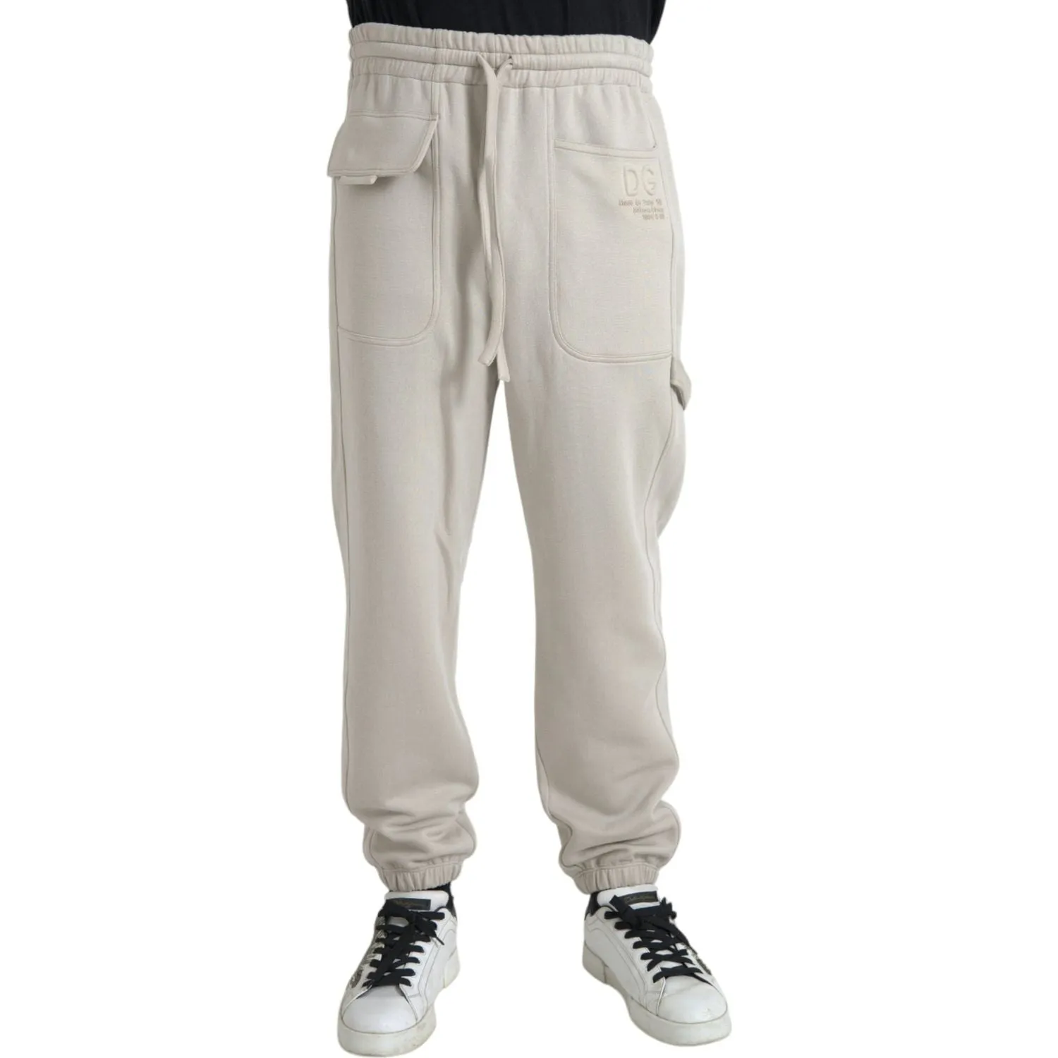 Dolce & Gabbana Off White Viscose Cargo Jogger Sweatpants Pants