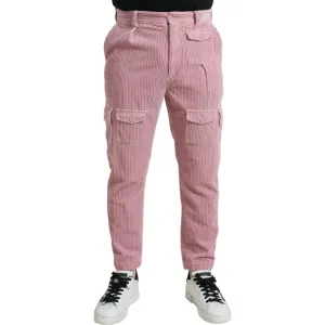 Dolce & Gabbana Pink Corduroy Cotton Stretch Skinny Cargo Jeans