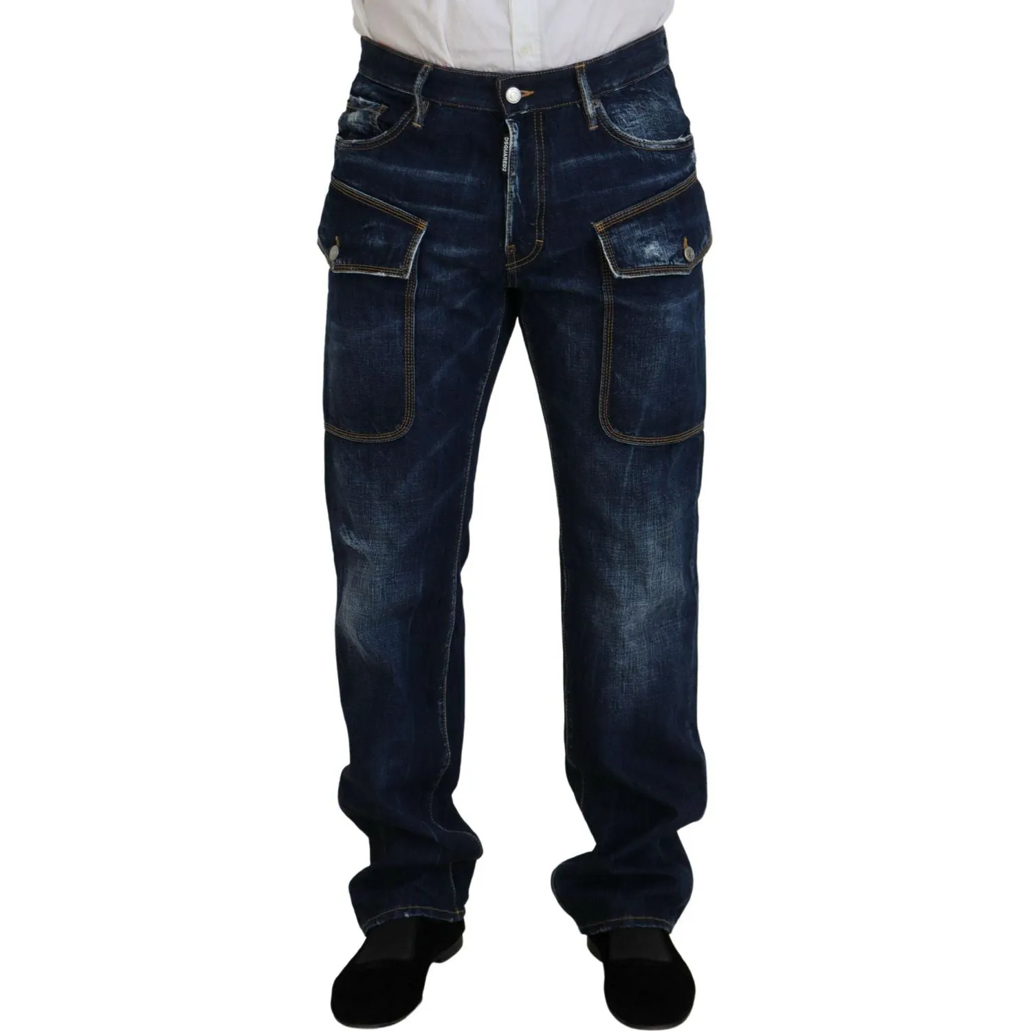 Dsquared² Blue Washed Cotton Cargo Casual Men Denim Jeans