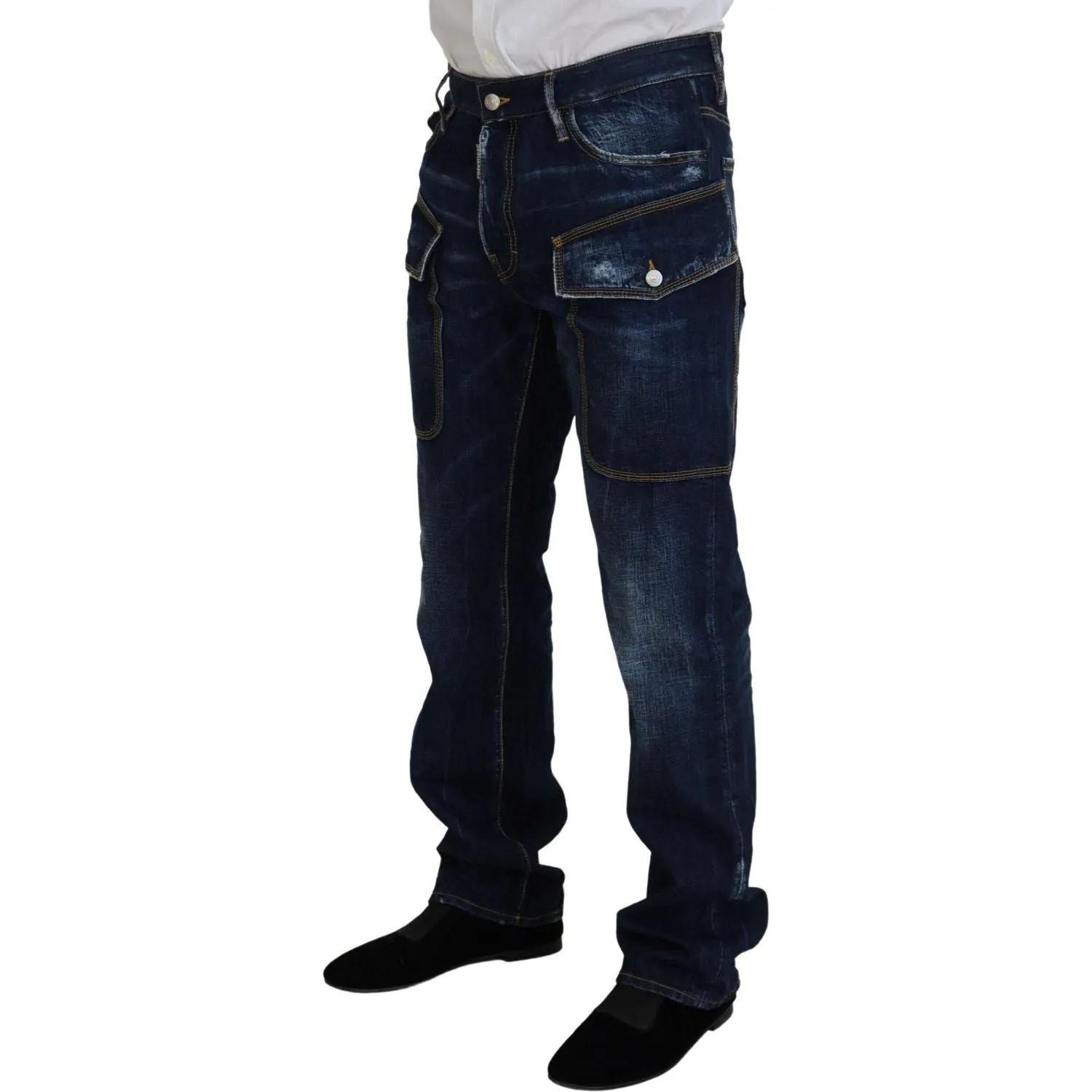 Dsquared² Blue Washed Cotton Cargo Casual Men Denim Jeans