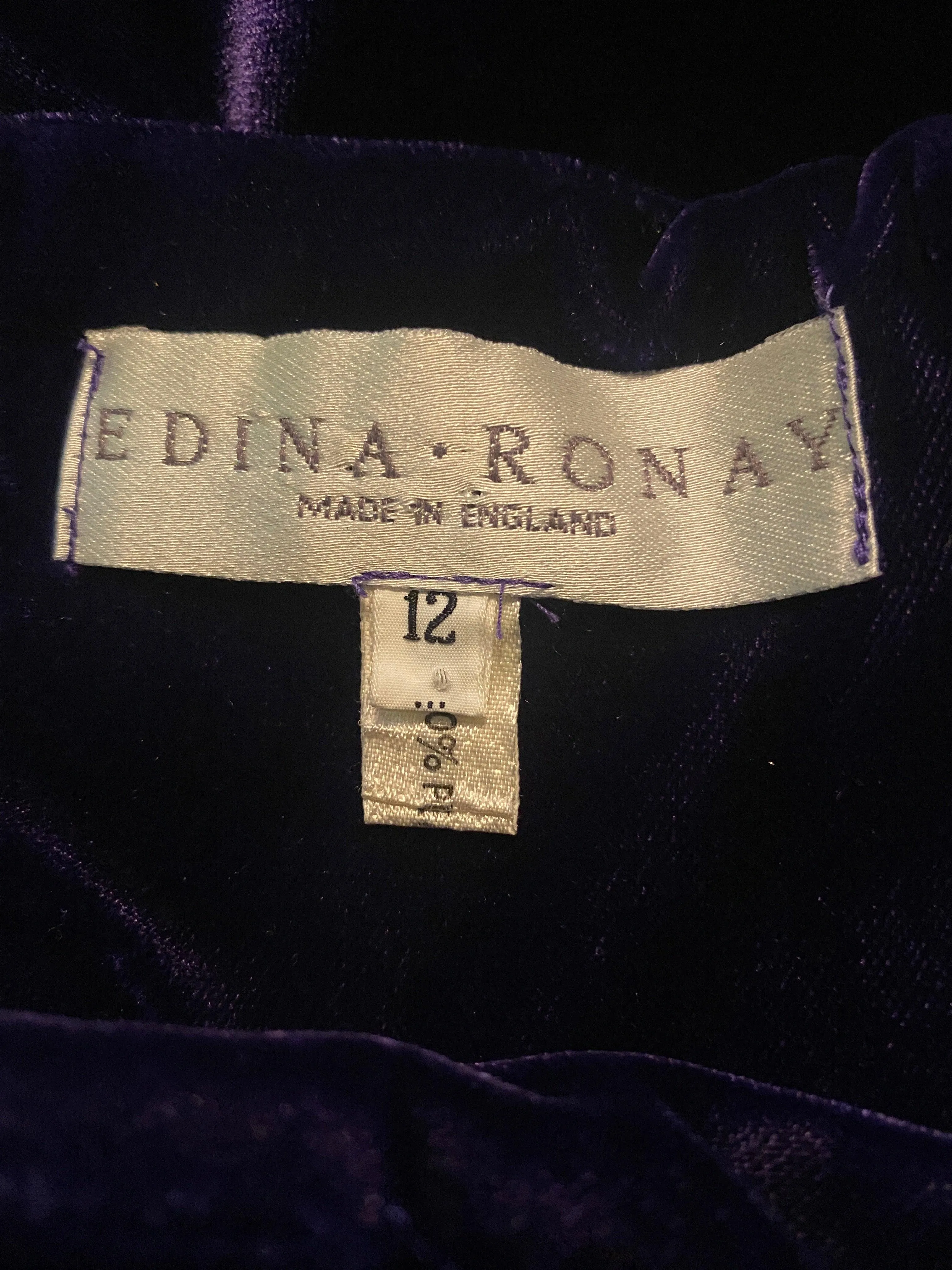 Edina Ronay Velvet Purple Skirt UK 10