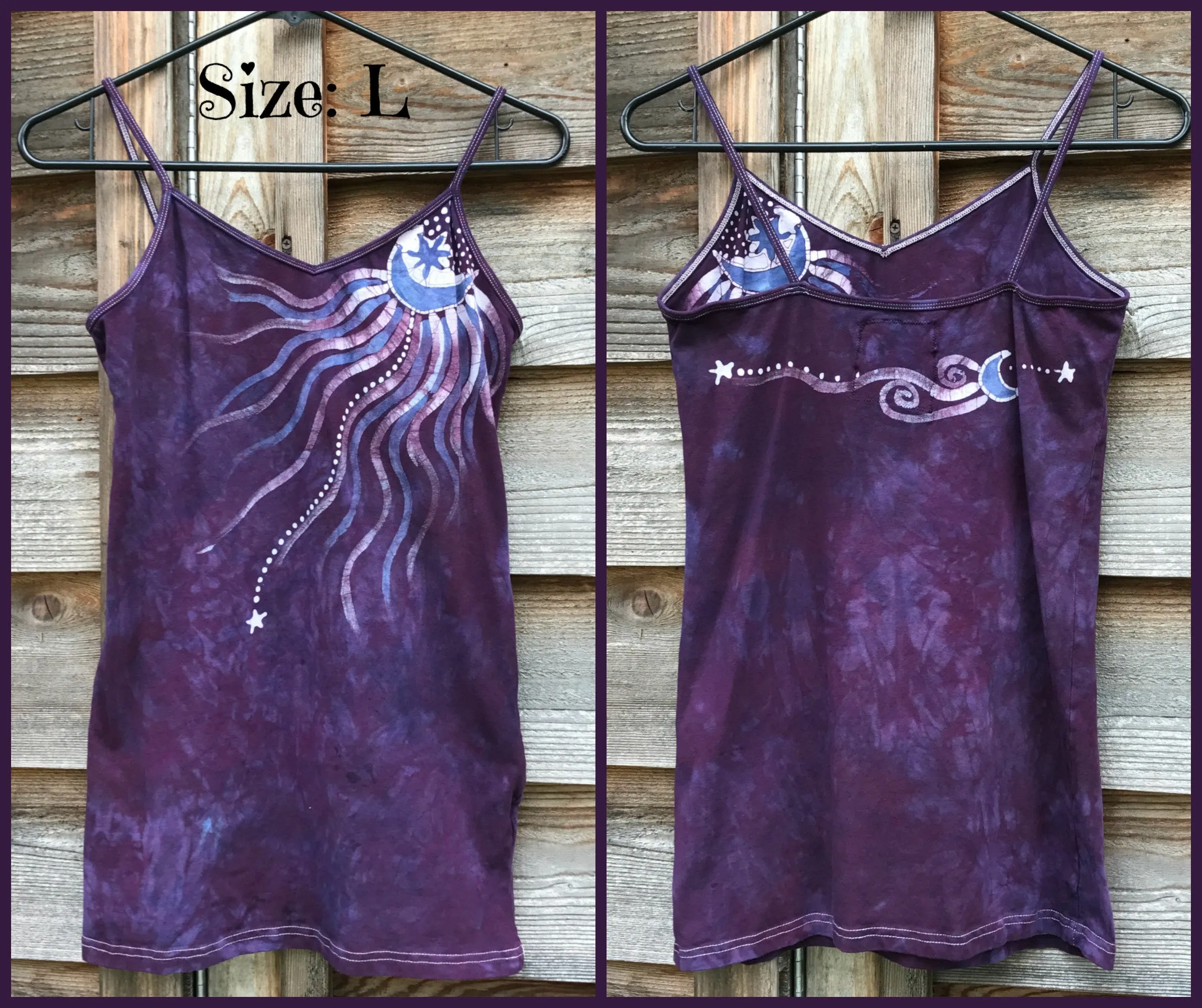 Eggplant Moonflower Stretchy Long Batik Camisole - Size Medium