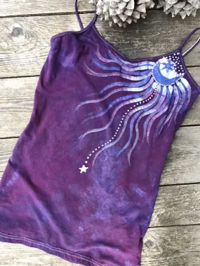 Eggplant Moonflower Stretchy Long Batik Camisole - Size Medium