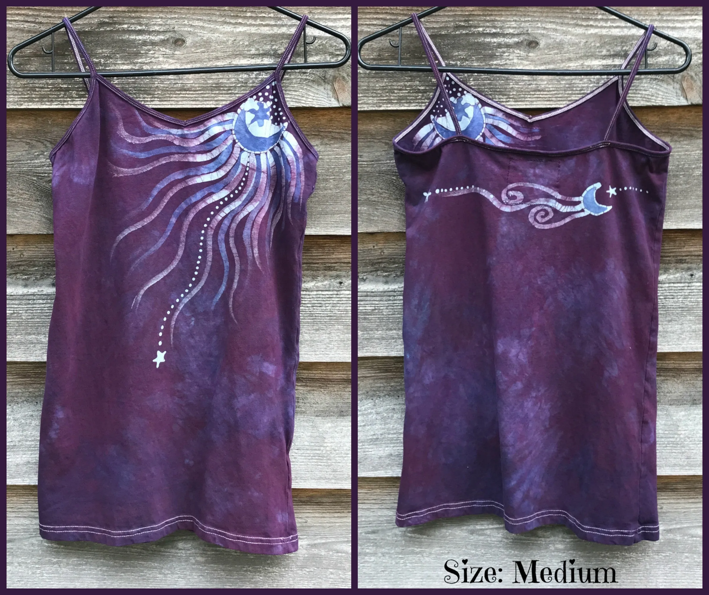 Eggplant Moonflower Stretchy Long Batik Camisole - Size Medium