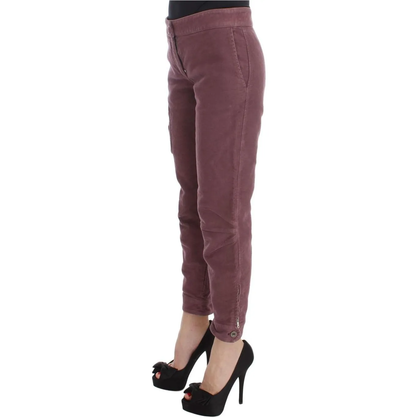 Ermanno Scervino Chic Bordeaux Capri Cropped Cargo Pants