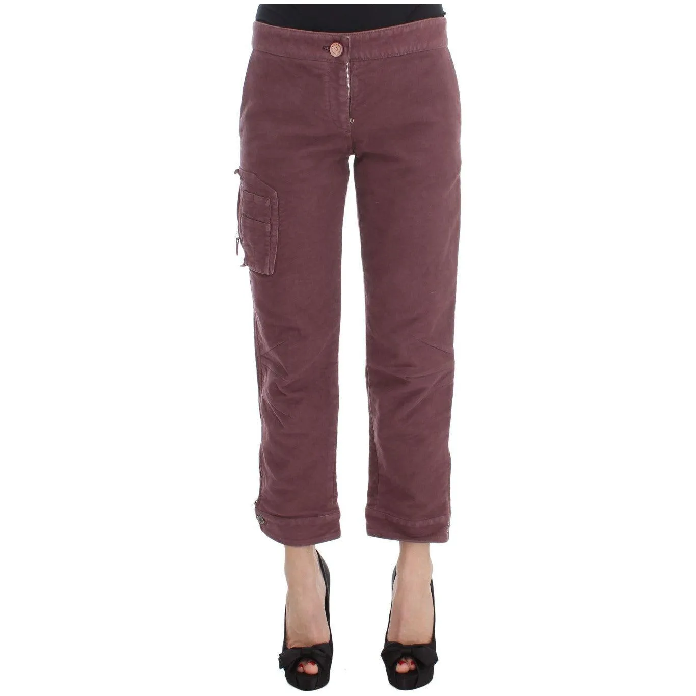 Ermanno Scervino Chic Bordeaux Capri Cropped Cargo Pants