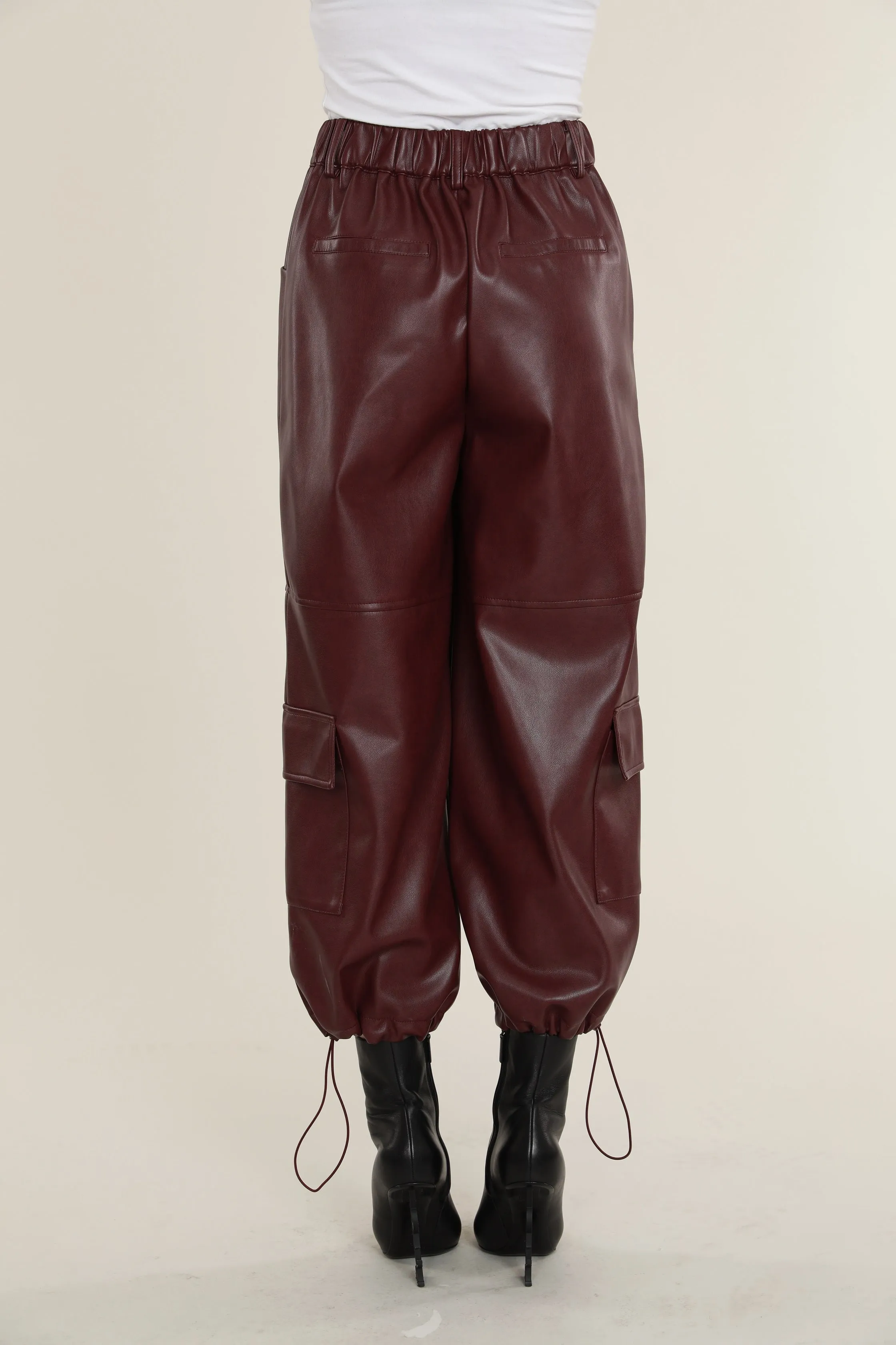 Faux Leather Cargo Pants