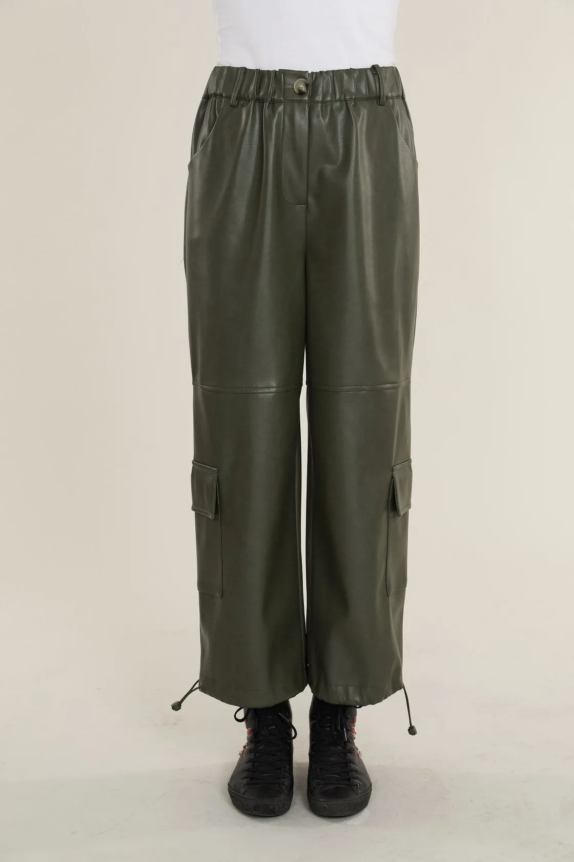 Faux Leather Cargo Pants