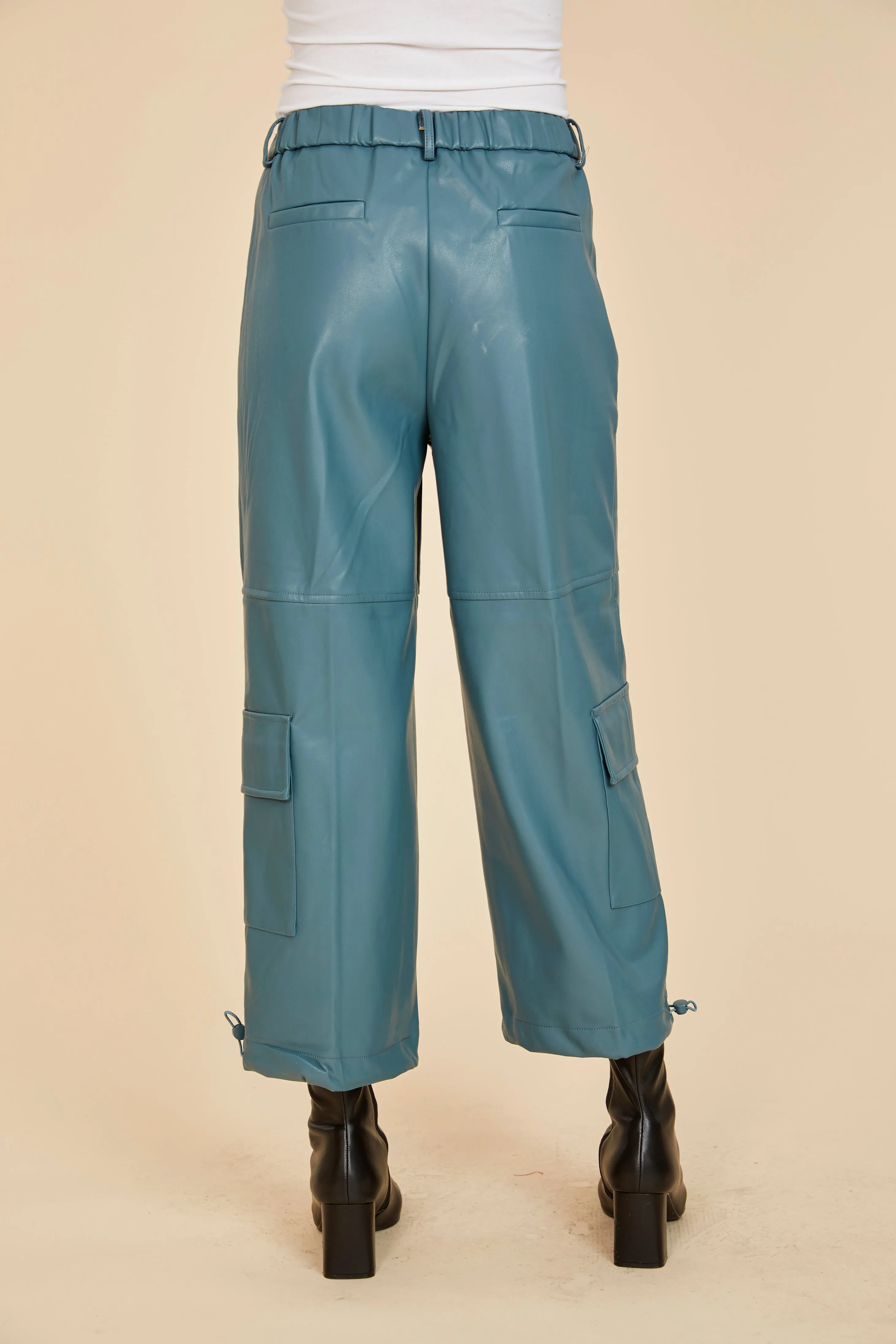 Faux Leather Cargo Pants