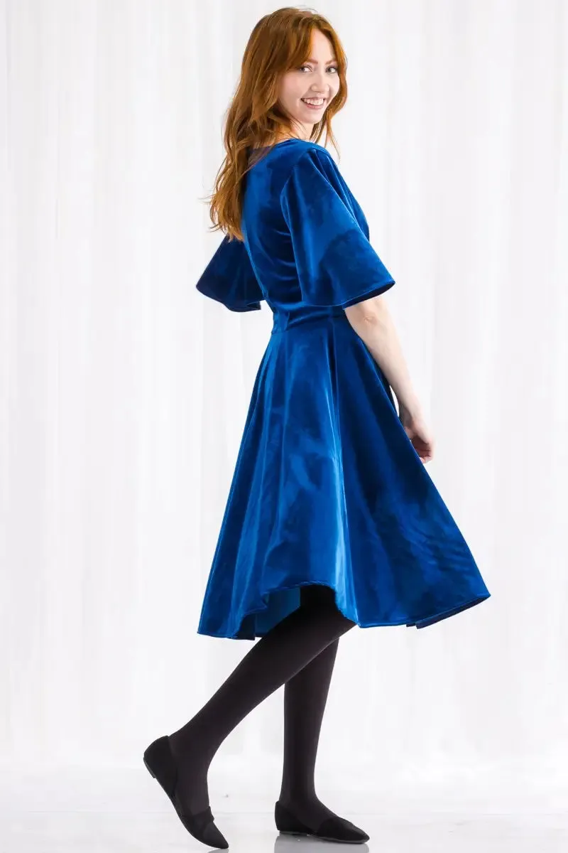 Fit & Flare Velvet Dress in Royal Blue by Tulip B. - Size M