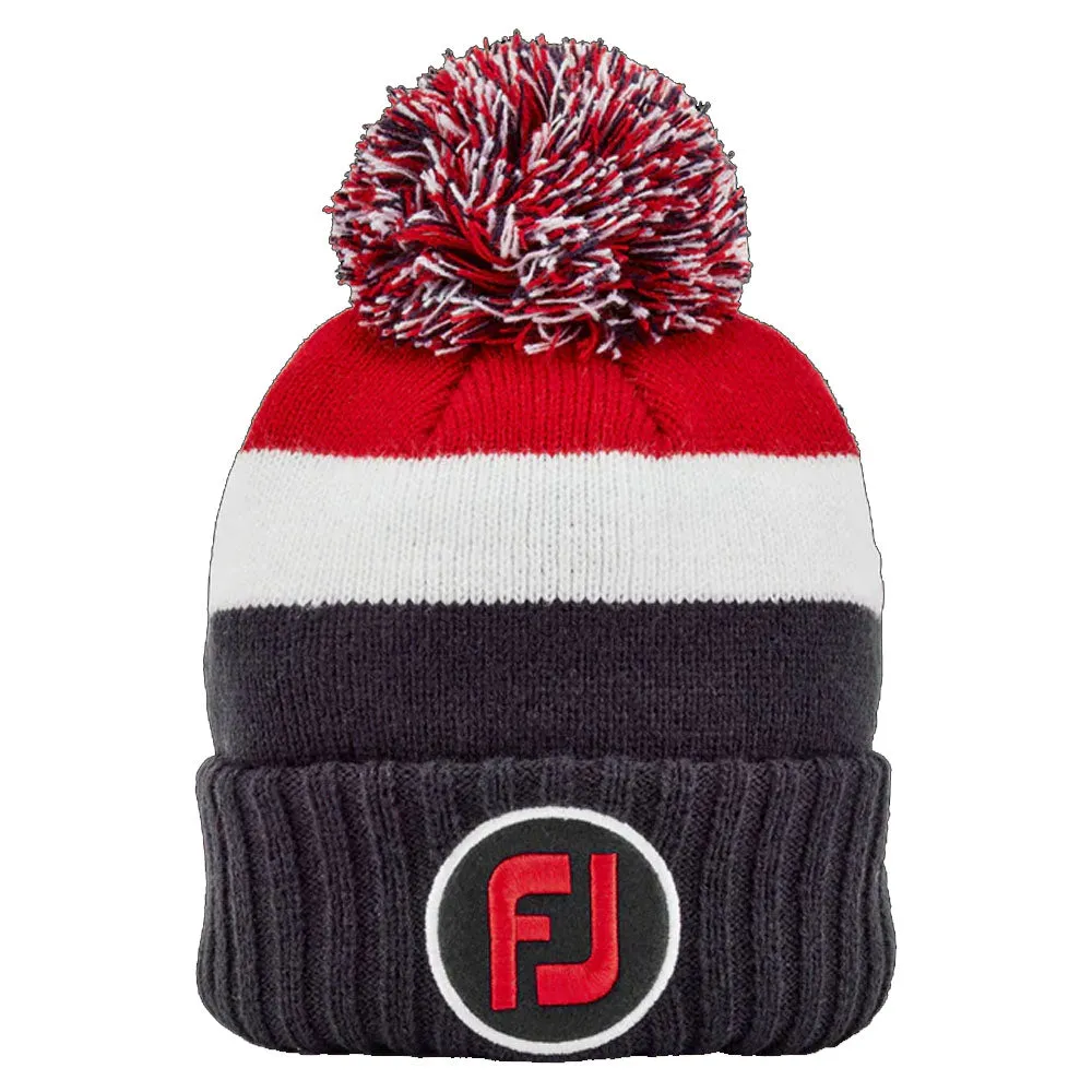 FootJoy FJ Bobble Beanie Hat - Navy/White/Red