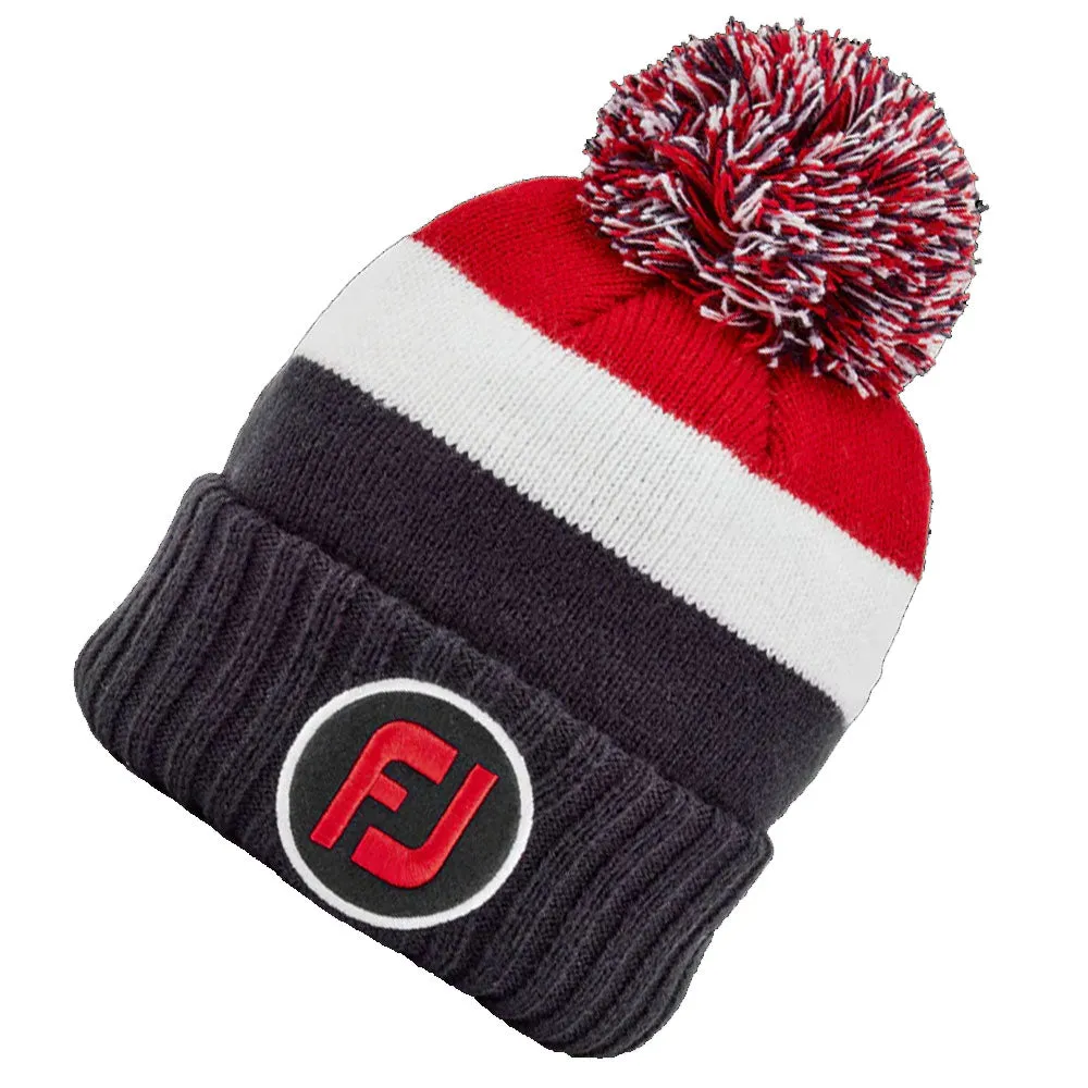 FootJoy FJ Bobble Beanie Hat - Navy/White/Red