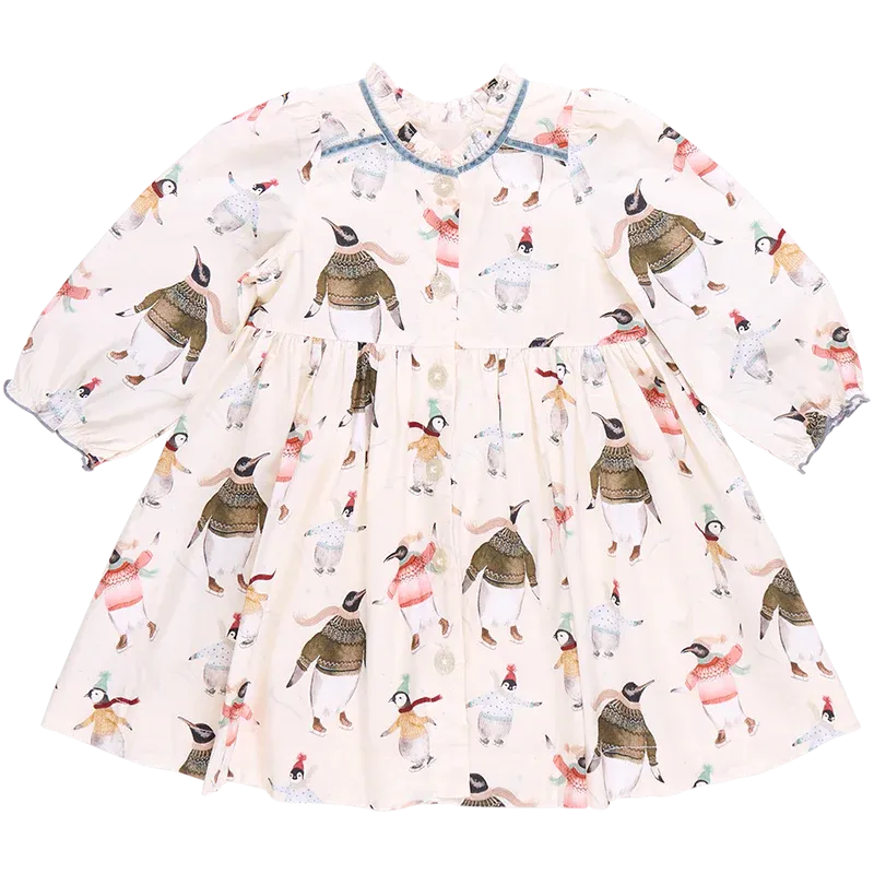 Girls Charlie Dress - Penguins On Ice