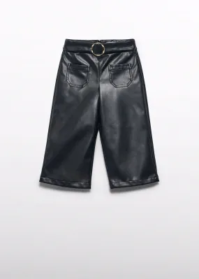 Girls faux leather culottes