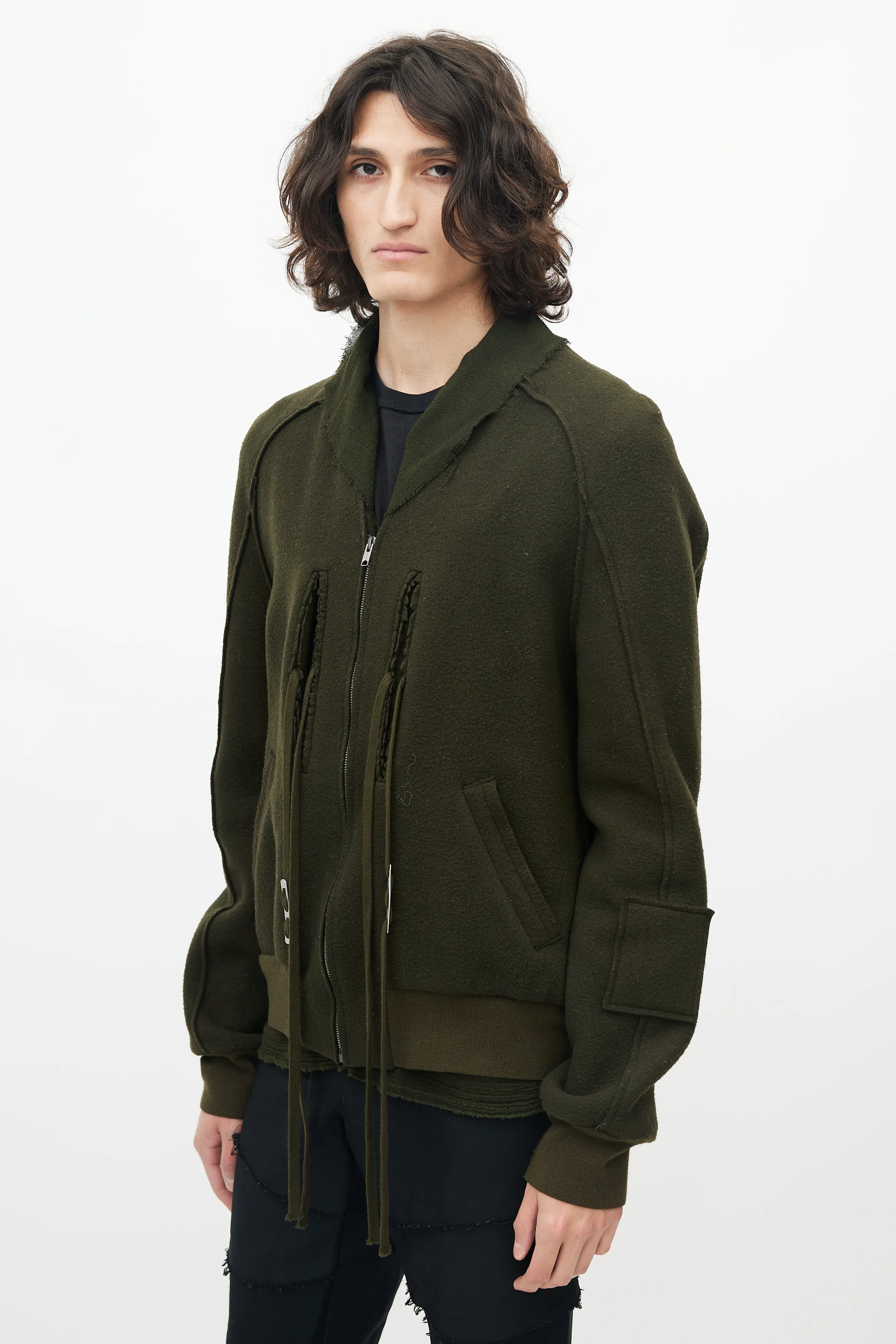 Green Wool Bomber Jacket