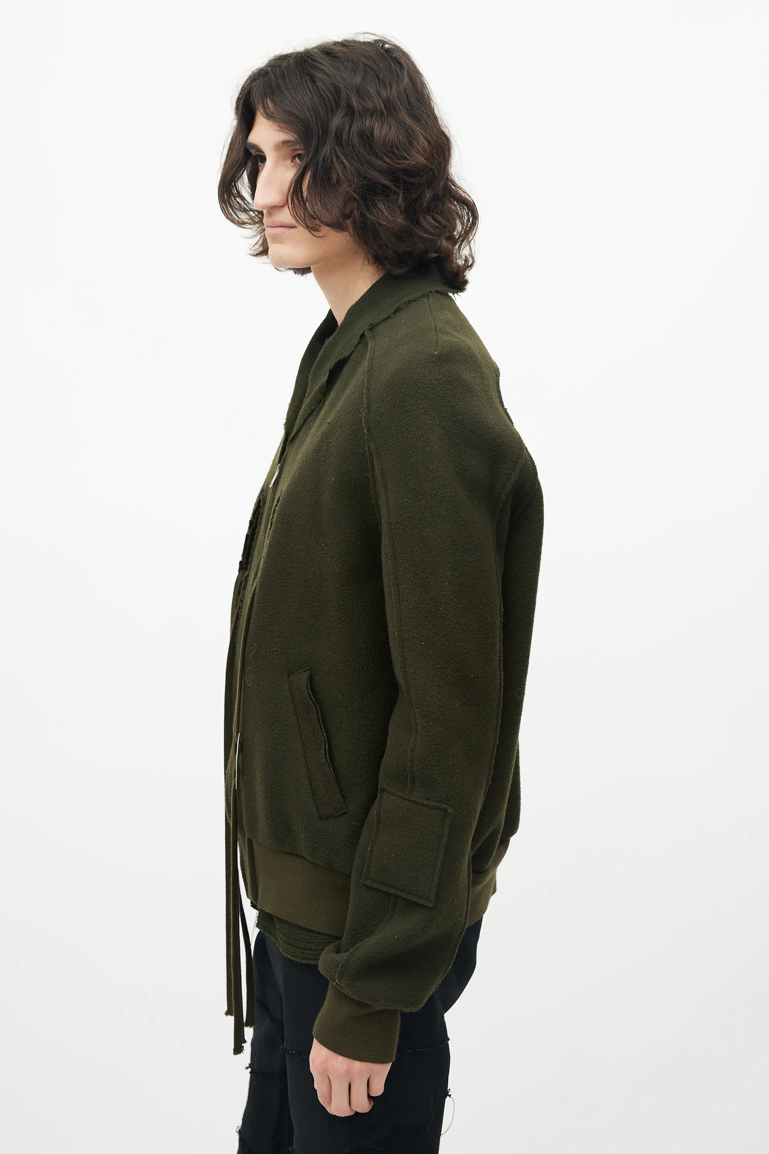 Green Wool Bomber Jacket