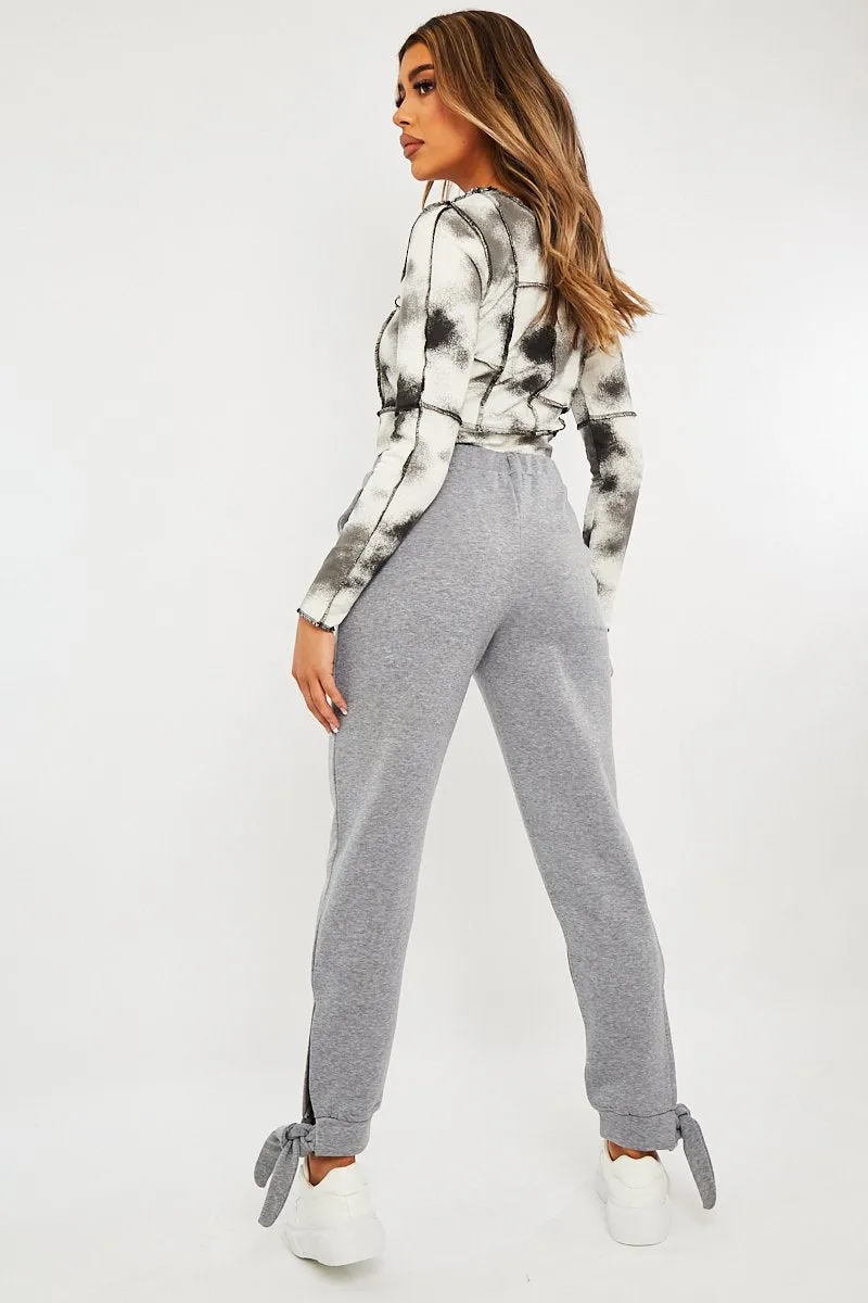 Grey Ankle Tie Detail Joggers - Elisha