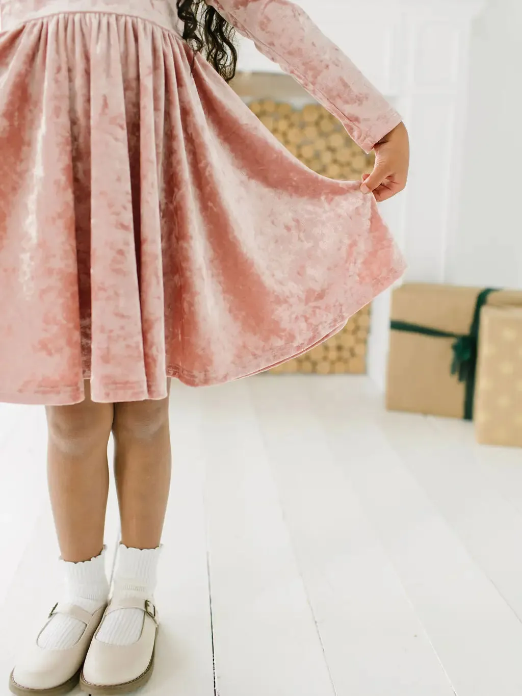 Gwendolyn Dress in Crushed Blush Velvet