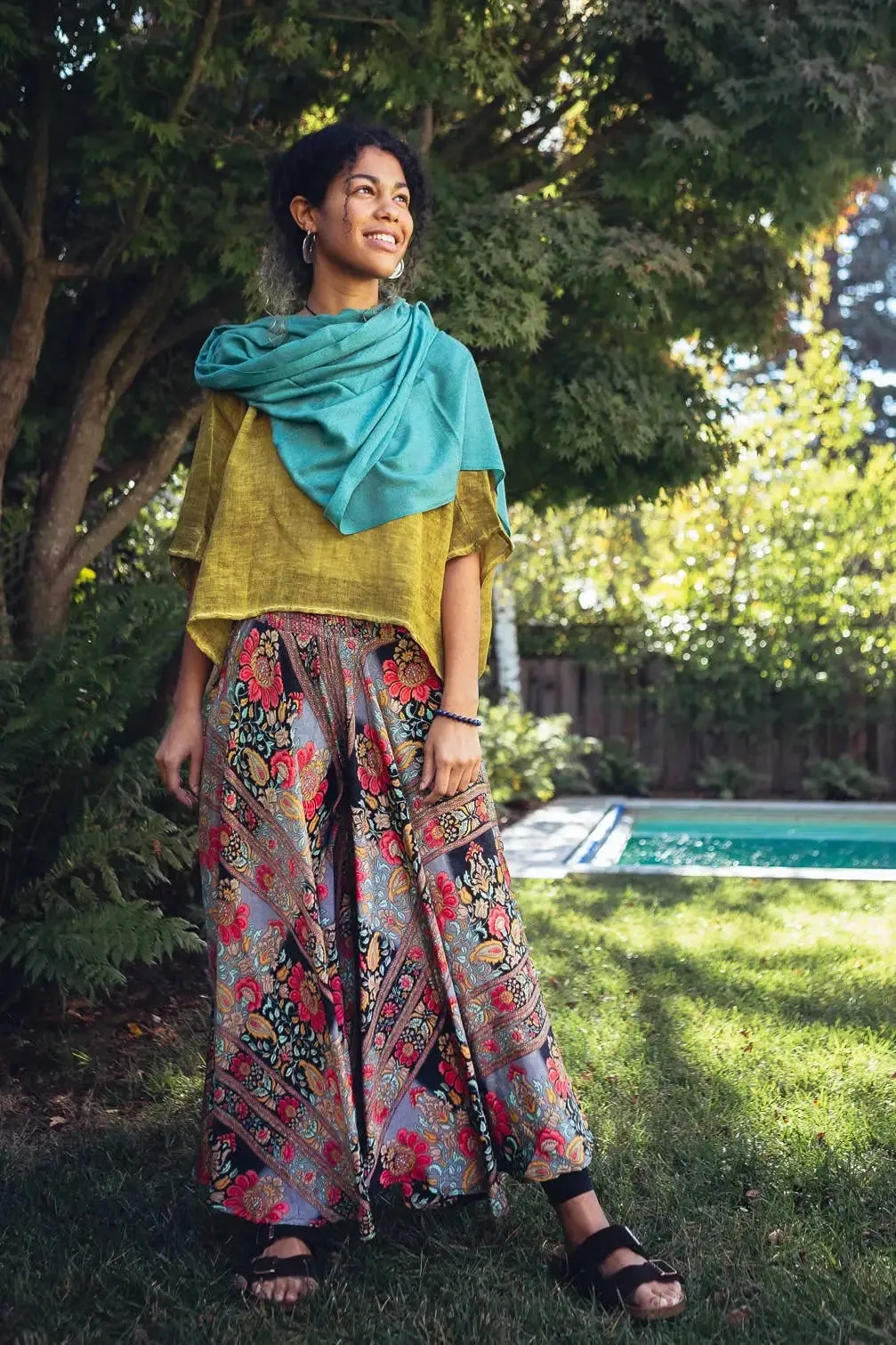 Hera Wide Leg Pants Turquoise Brown