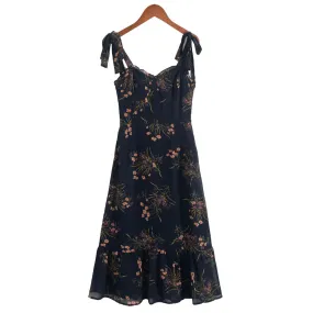 Hit Color Floral Printing Sexy Camisole Dresses For Women Square Collar Sleeveless High Waist Backless Slimming Dress Female