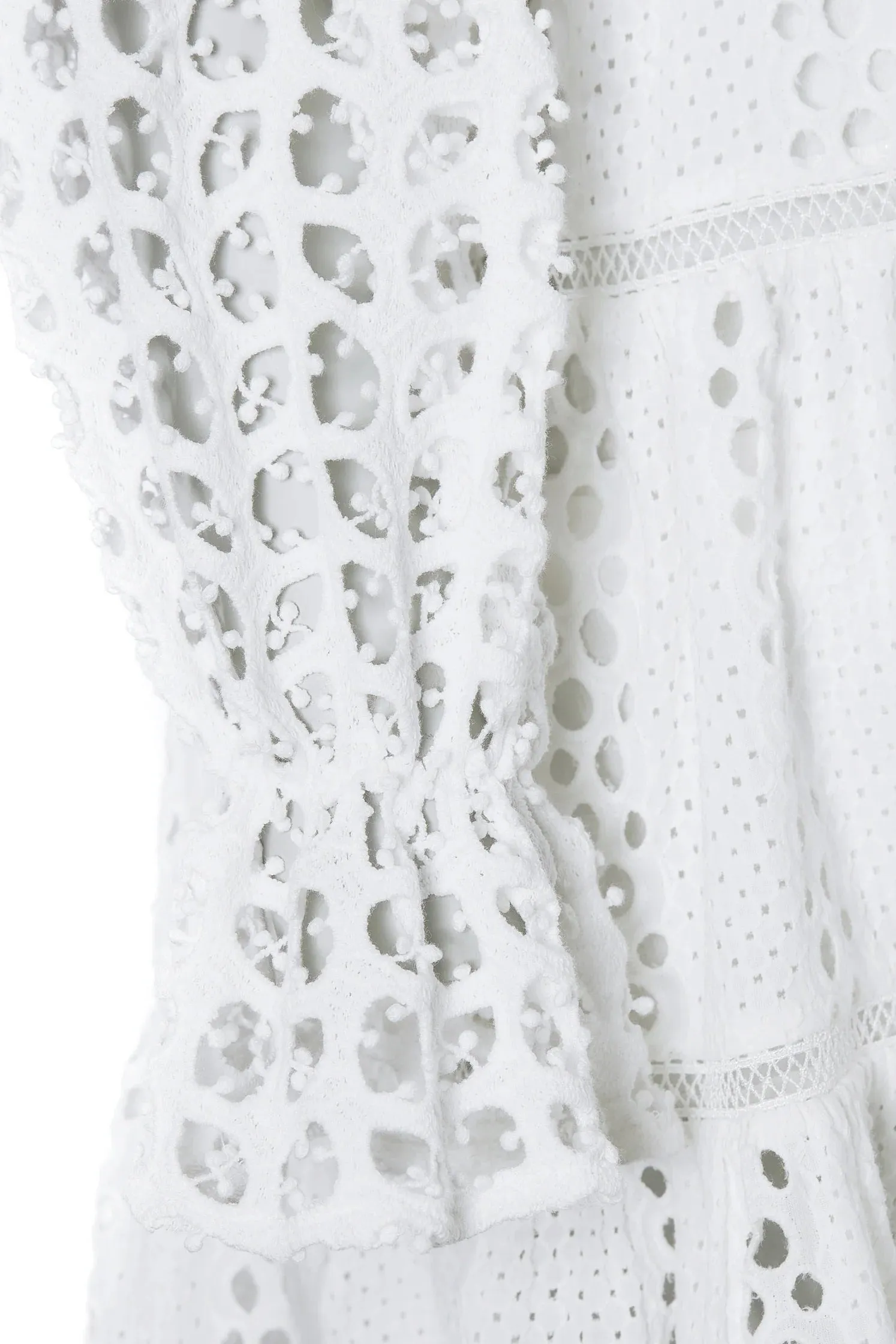 Holland Cooper Broderie Lace V Neck Dress in White