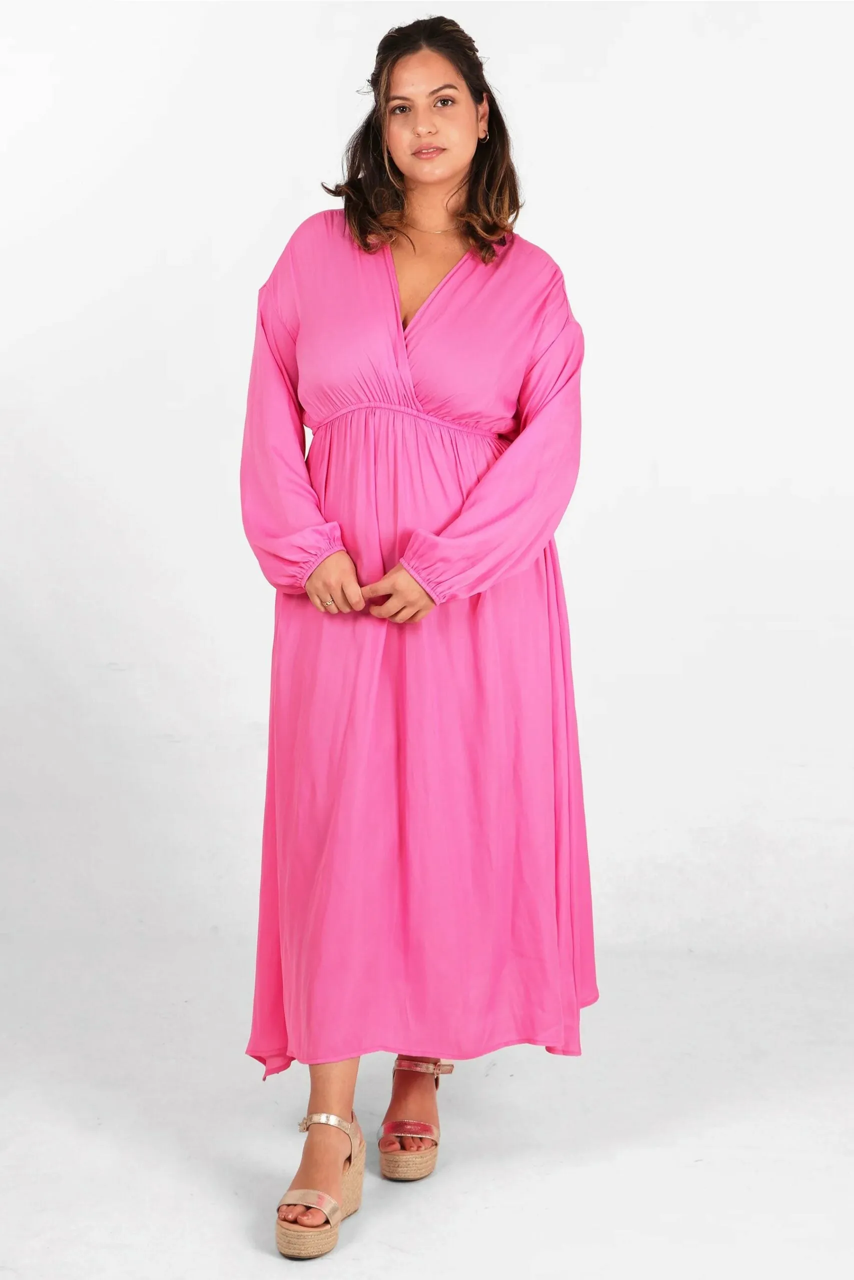 Hot Pink Elodie Empire Maxi Dress