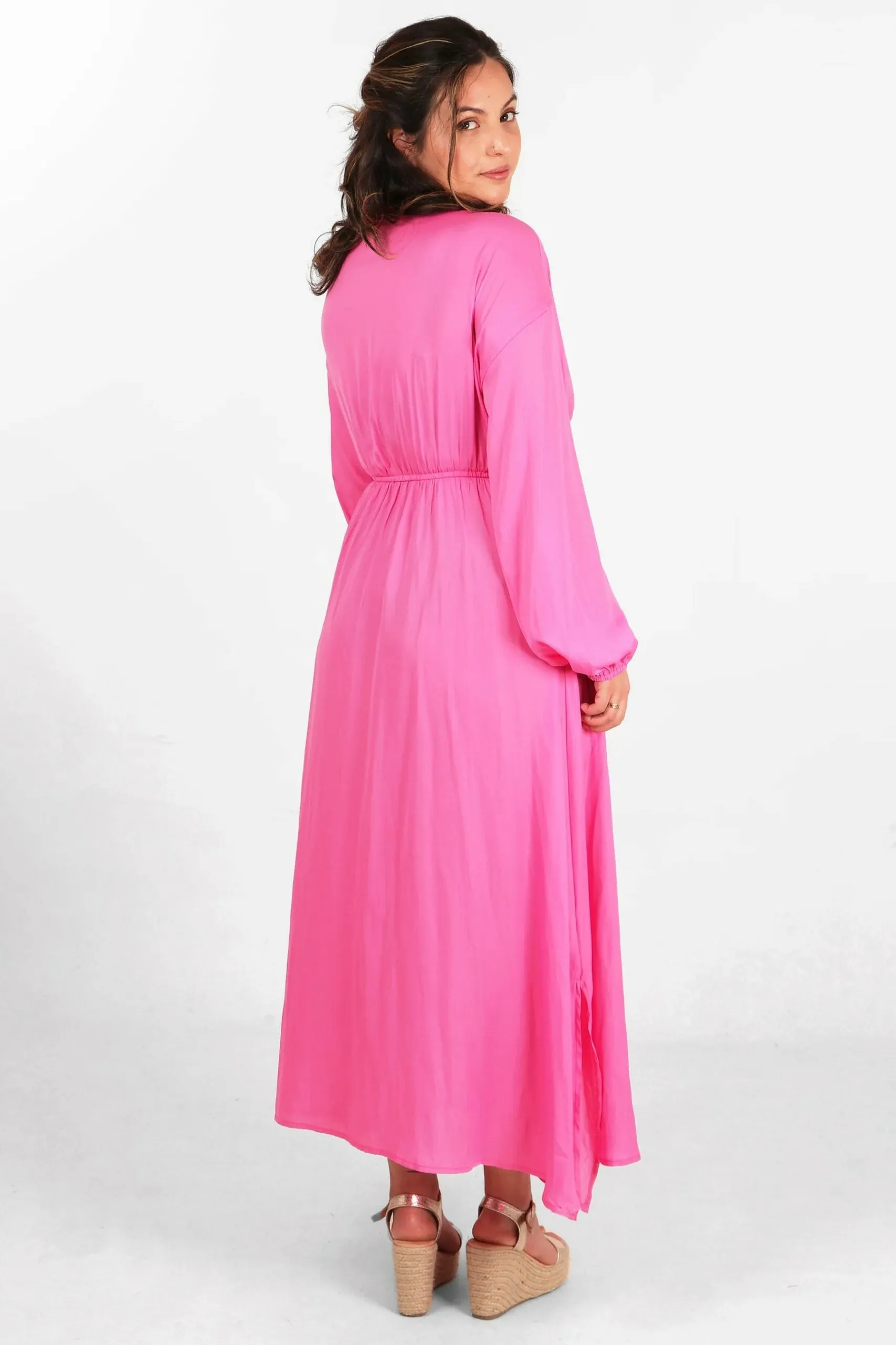 Hot Pink Elodie Empire Maxi Dress