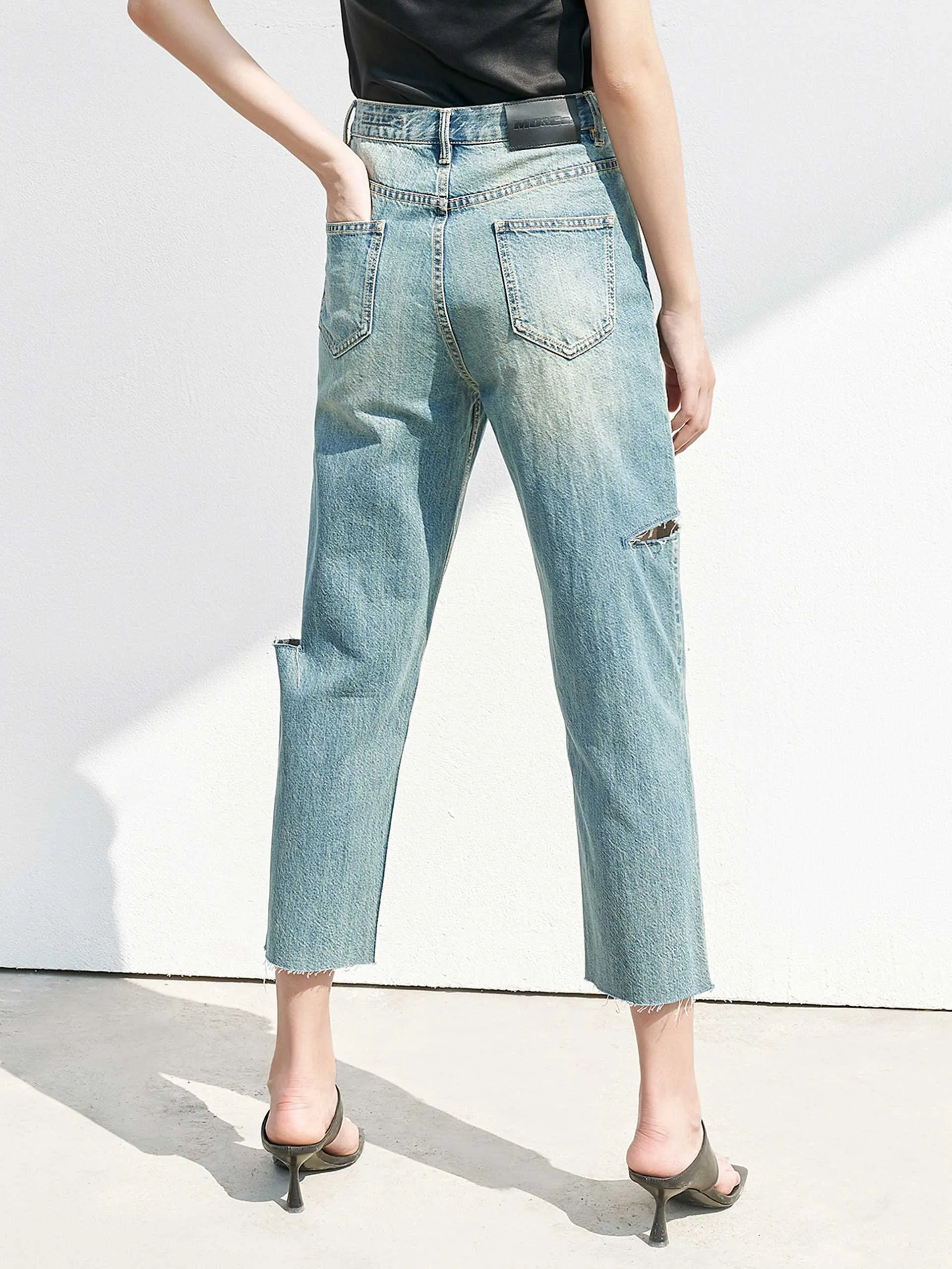 HOT SALE Cotton Cut-out Jeans