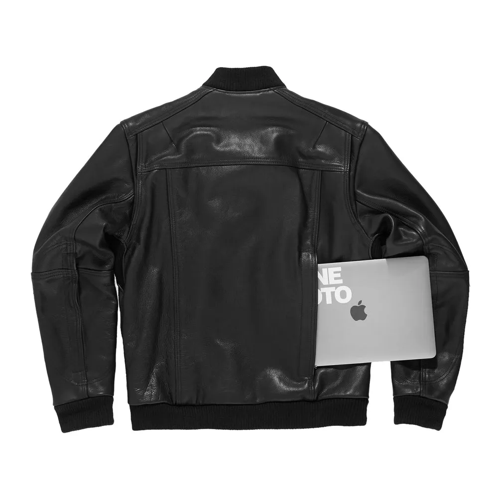 Jane Motorcycles Marcy Leather Bomber Jacket in Black