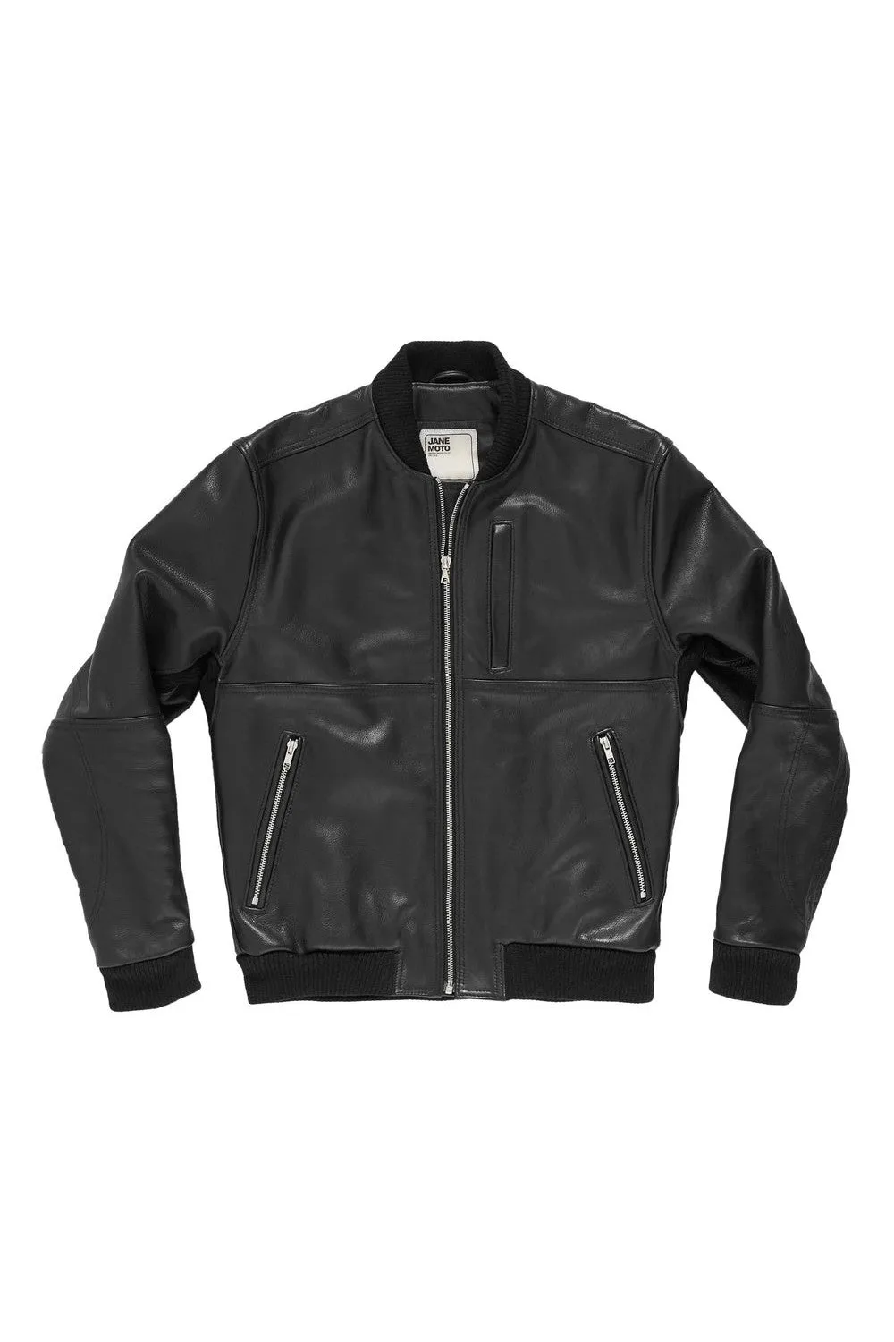 Jane Motorcycles Marcy Leather Bomber Jacket in Black