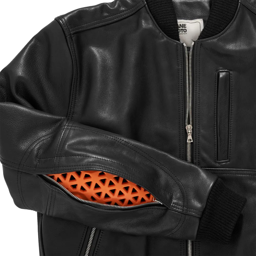 Jane Motorcycles Marcy Leather Bomber Jacket in Black