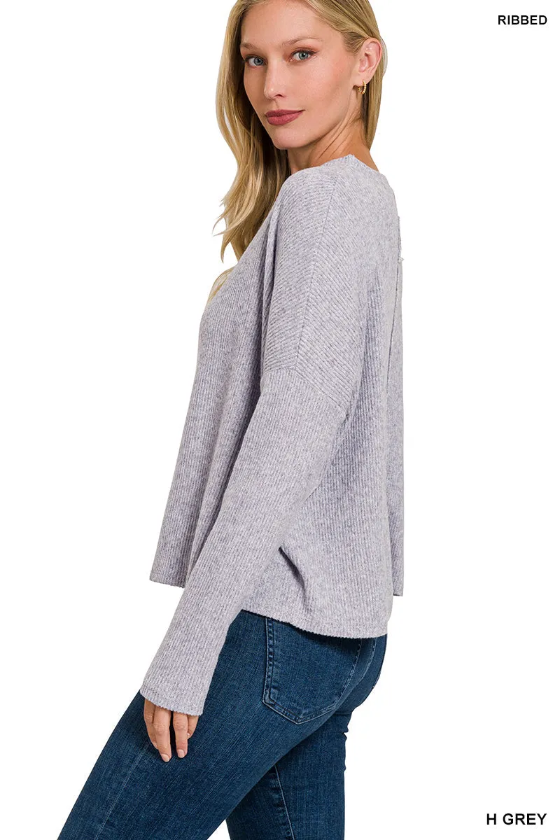 Kelly Grn Ribbed Dolman Sweater