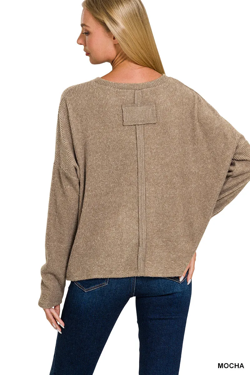 Kelly Grn Ribbed Dolman Sweater