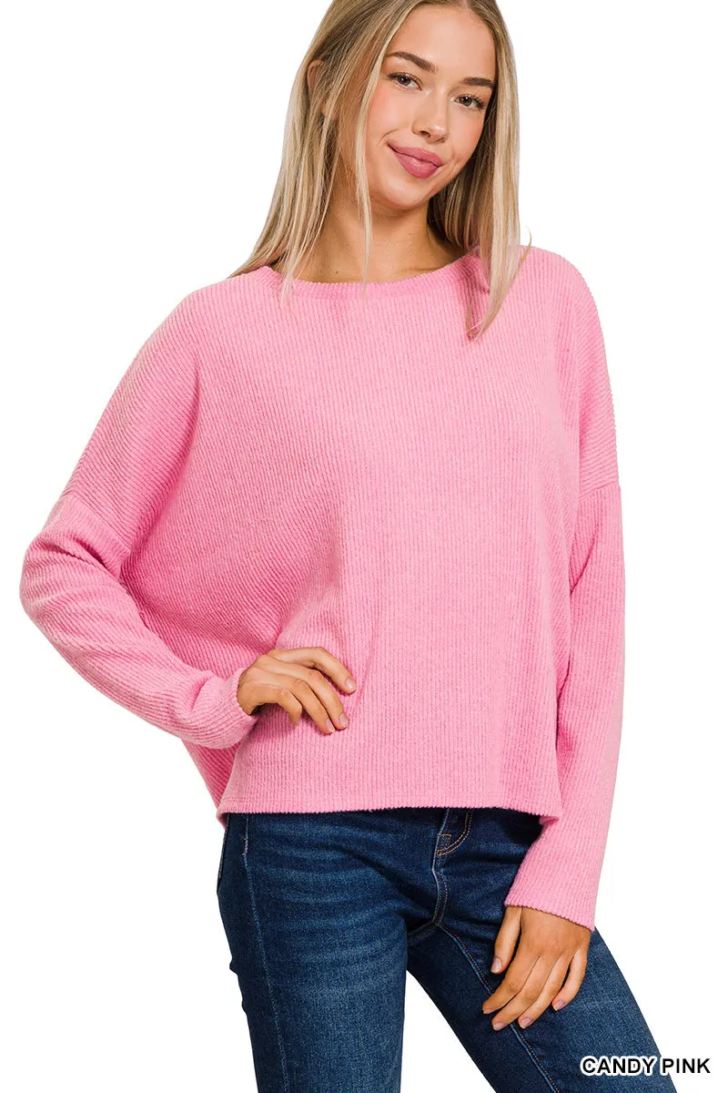 Kelly Grn Ribbed Dolman Sweater