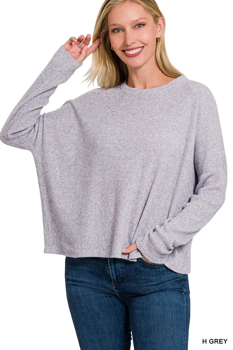 Kelly Grn Ribbed Dolman Sweater