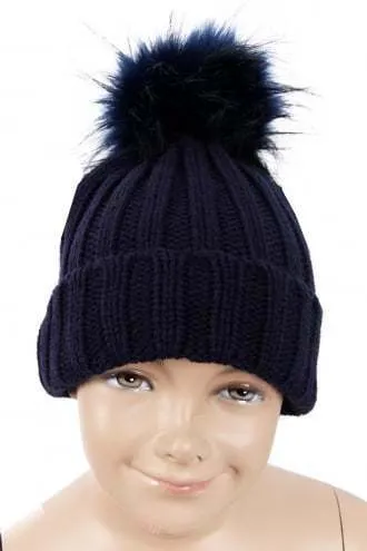 KID Detachable Faux Fur Bobble Pom Pom Hat